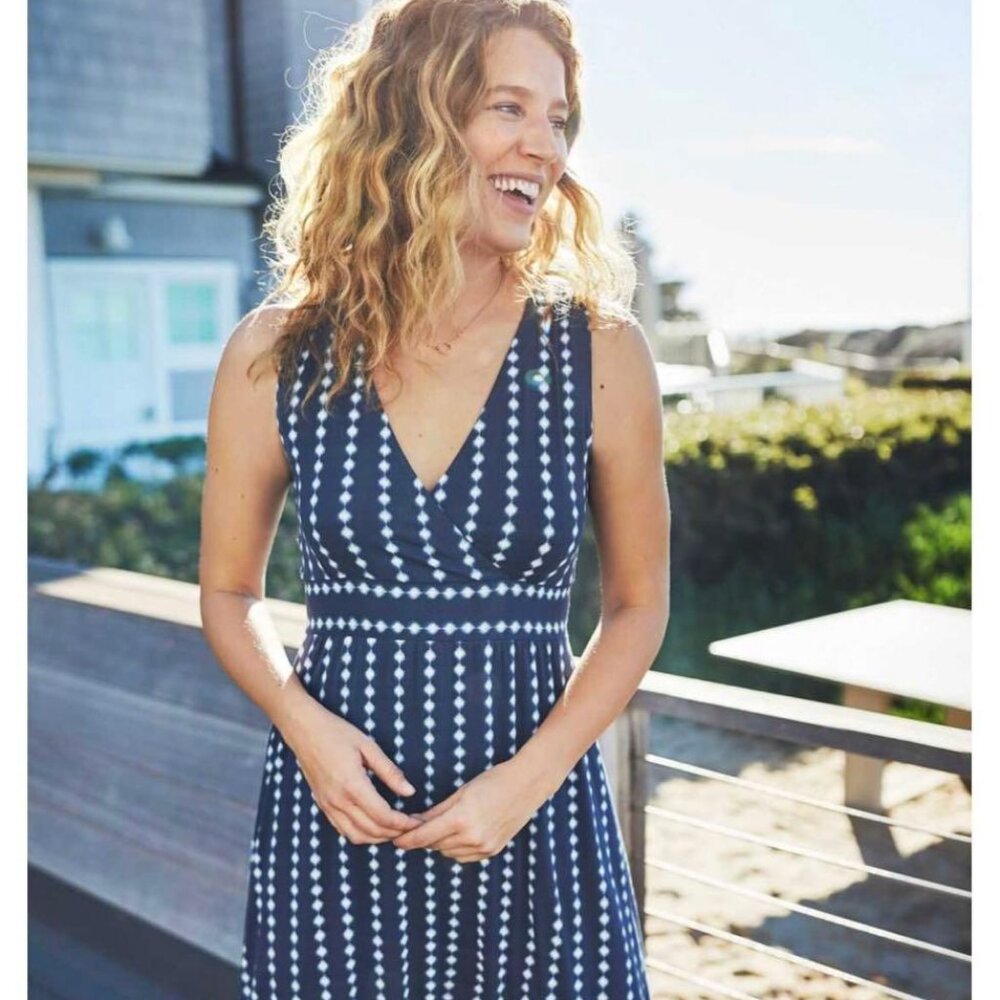 Navy Polka Dot Wrap Dress